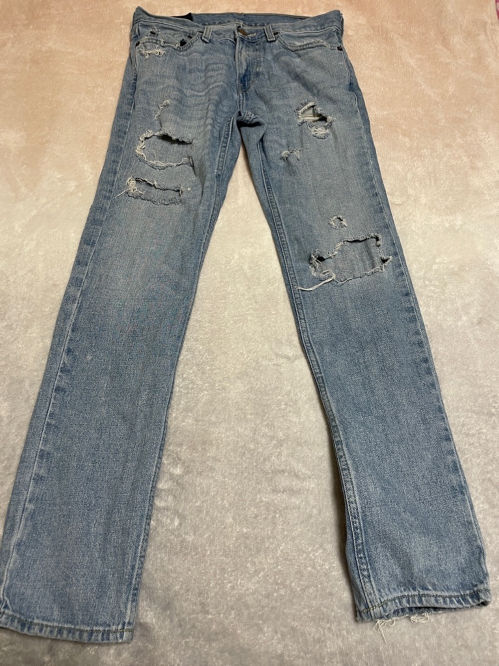 Hollister Light Blue Distressed Straight Jeans